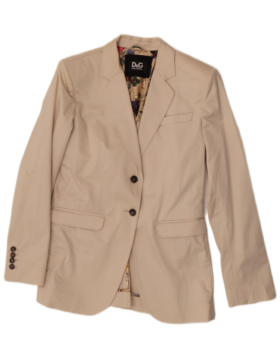 Dolce & Gabbana Veste blazer à 2 boutons pour femme IT 46 Large Beige Classique