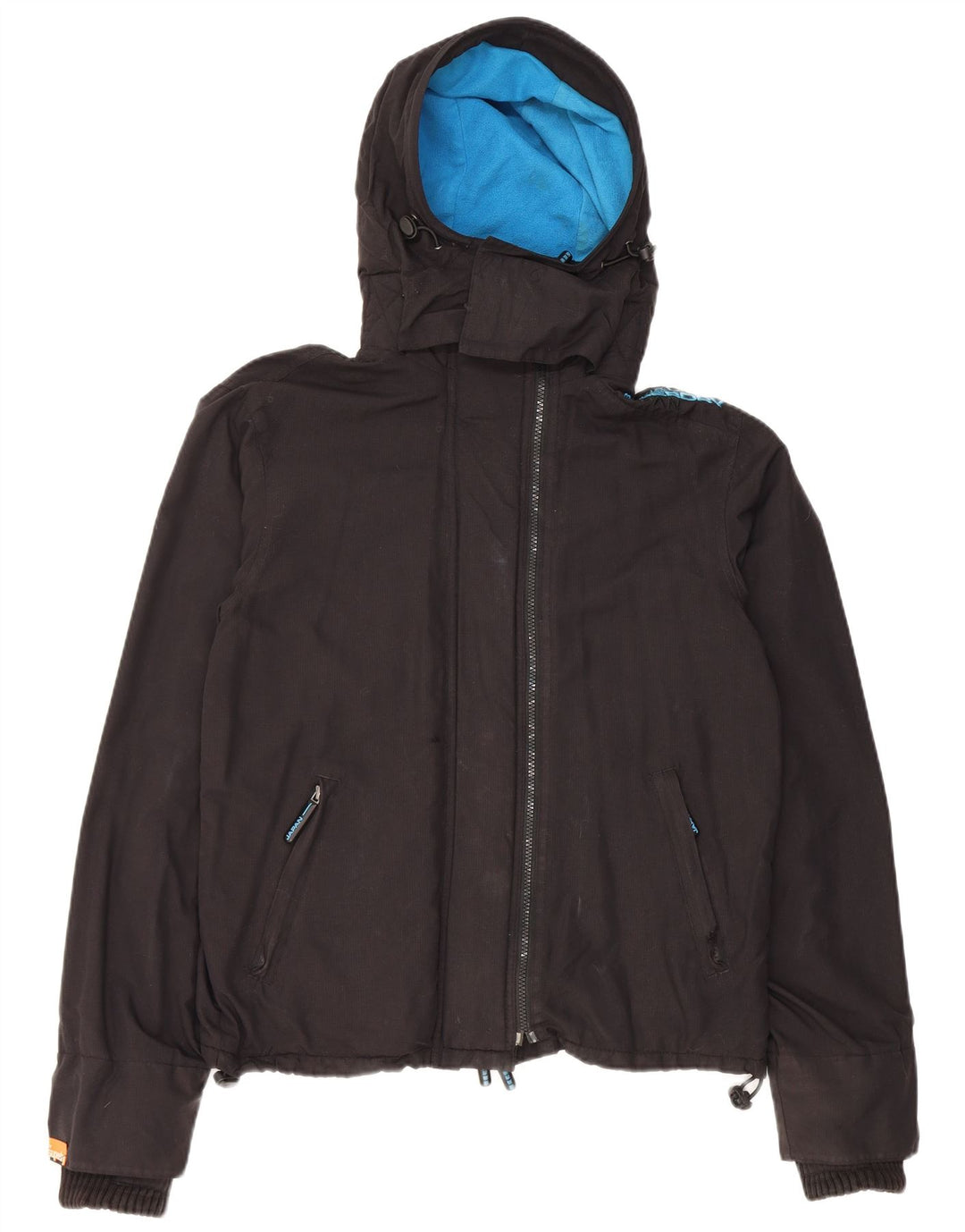 Superdry Veste coupe-vent à capuche graphique pour hommes UK 38 Medium Black Nylon