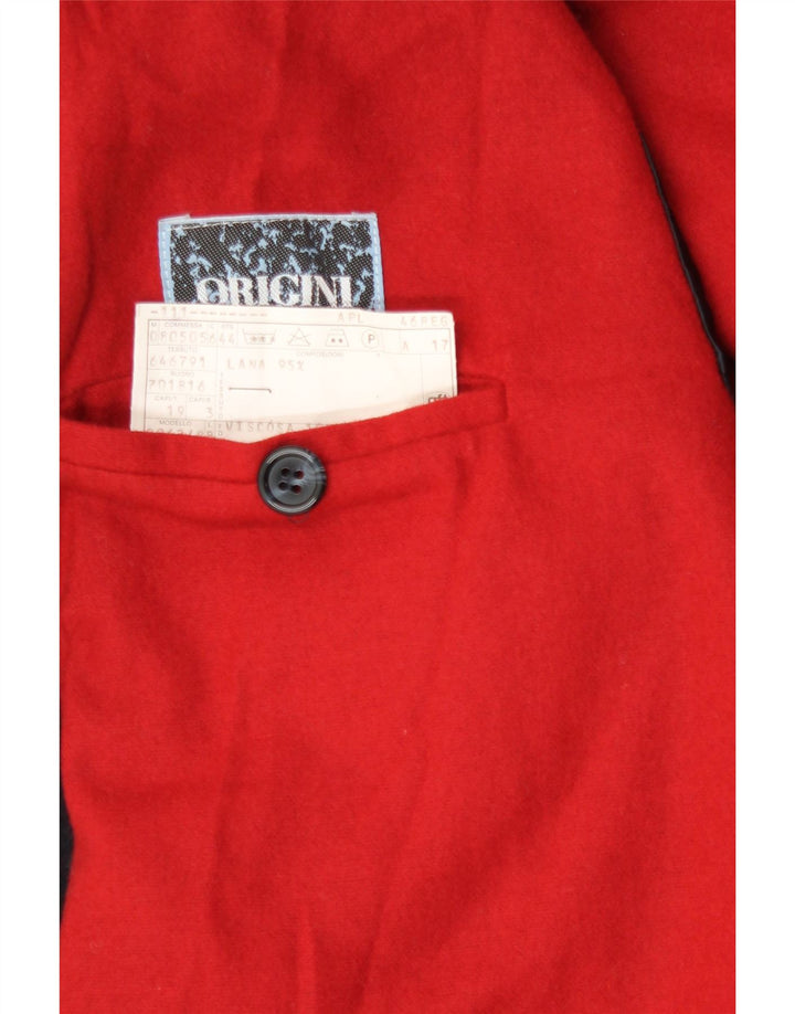 vintage Mens Regular Fit Double Breasted Coat IT 46 Petite laine bleu marine