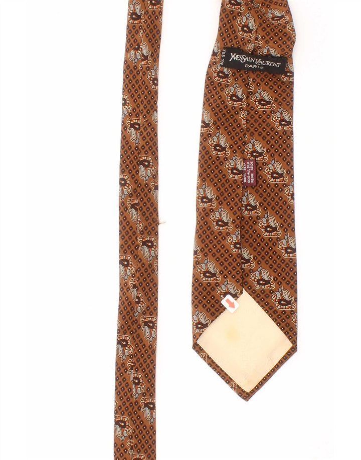 Yves Saint Laurent Cravate Homme Taille Unique Marron Géométrique Soie Classique