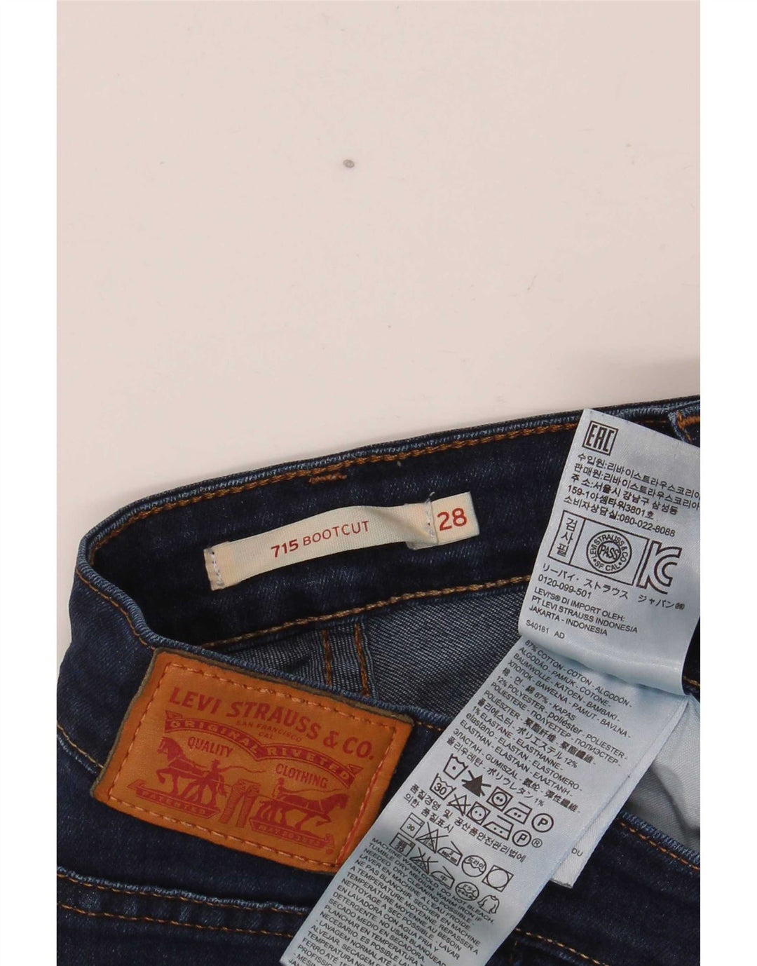 Levi's Jean Bootcut 715 Femme W28 L32 Bleu Marine Coton