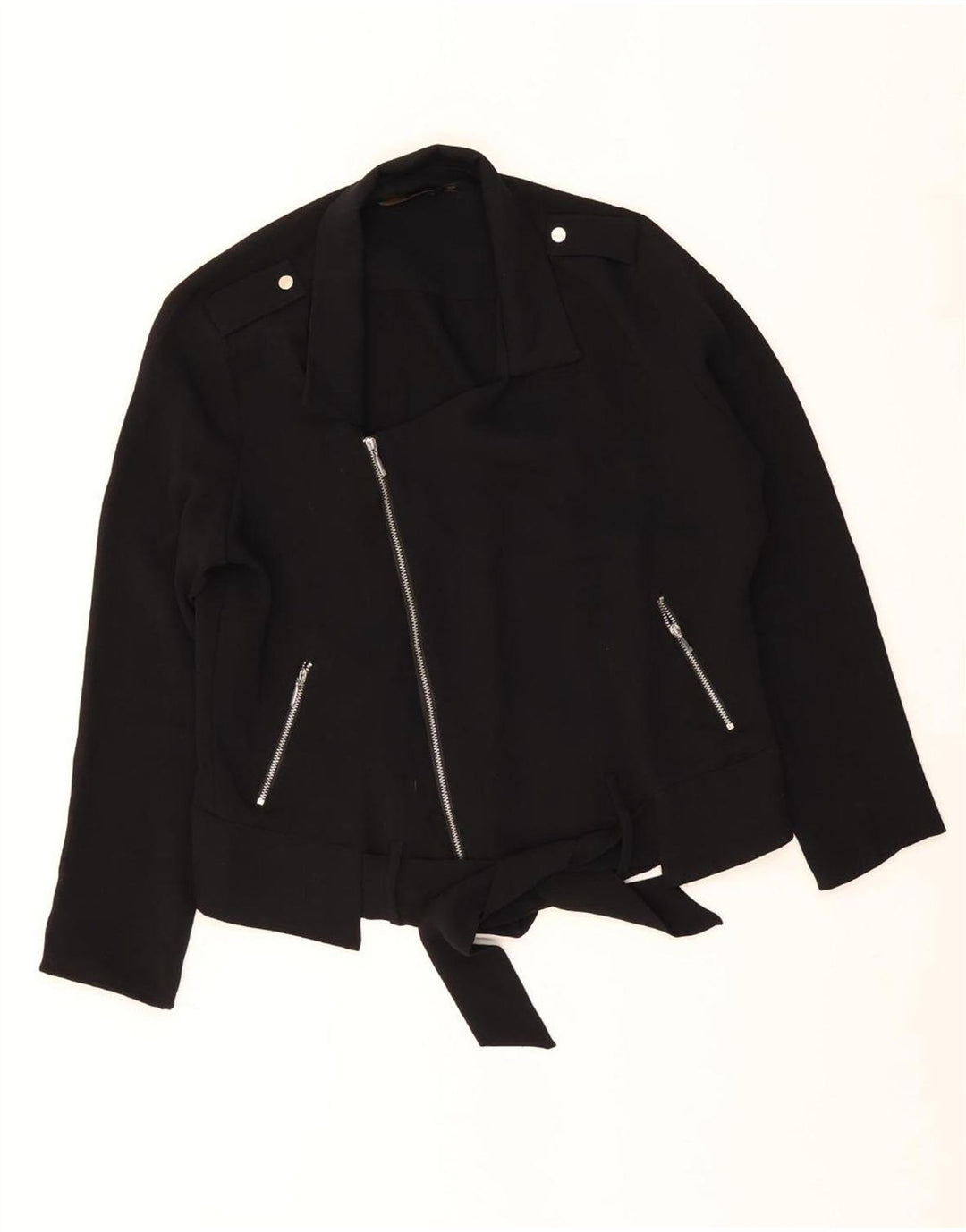 Zara Veste de motard pour femme UK 14 Medium Noir