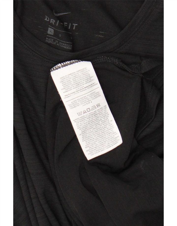 Nike Haut Dri Fit à manches longues pour femme UK 16 Large Noir Rayé Polyester
