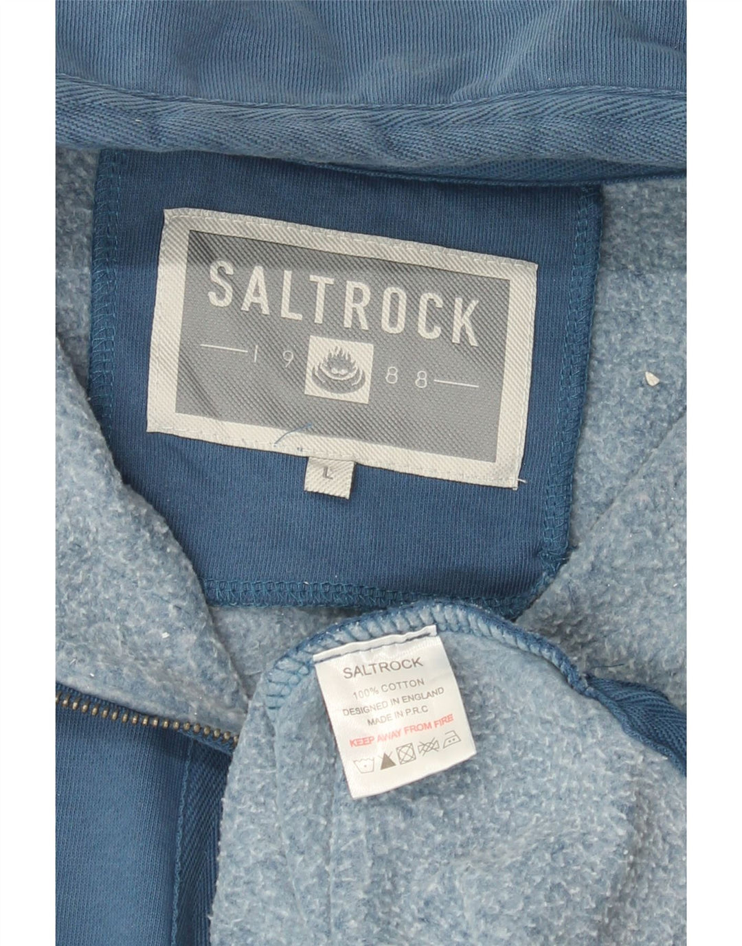 Saltrock Sweat-shirt à col zippé pour homme en coton bleu Taille L
