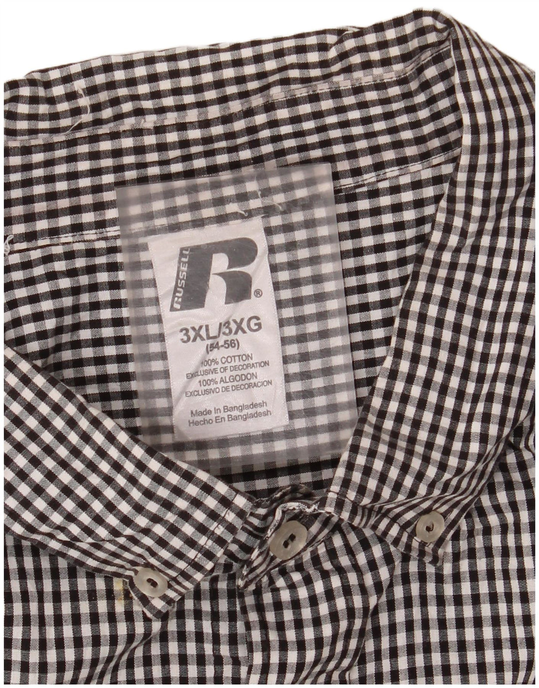 RUSSELL ATHLETIC Chemise Arkansas Razorbacks pour homme en coton vichy noir 3XL