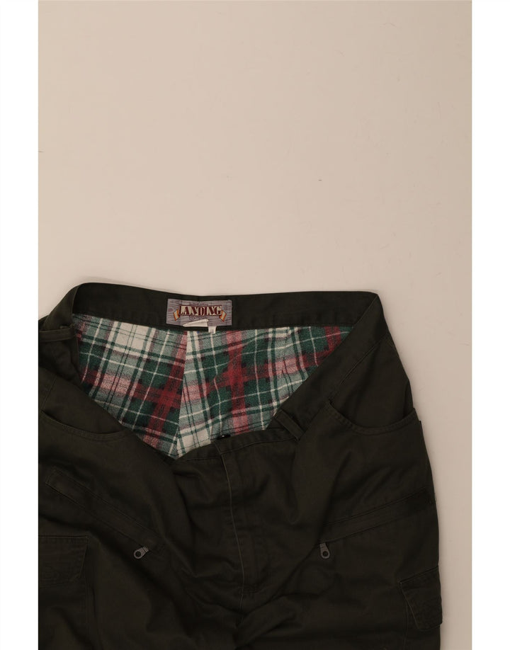 VINTAGE Mens Straight Cargo Trousers W40 L30 Green Polyester Vintage Vintage and Second-Hand Vintage from Messina Hembry 