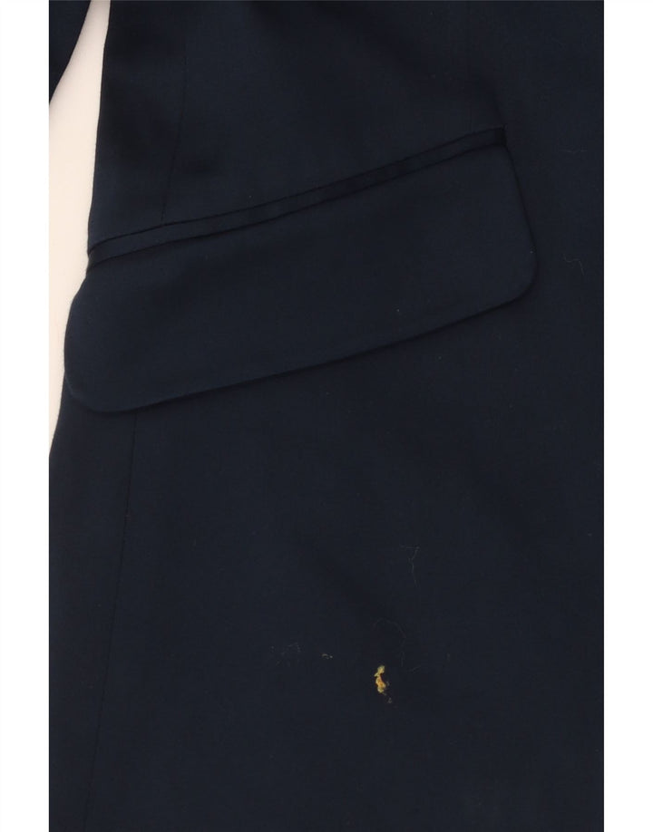 Marks & Spencer Veste blazer à 1 bouton pour femme UK 10 Petit coton bleu marine