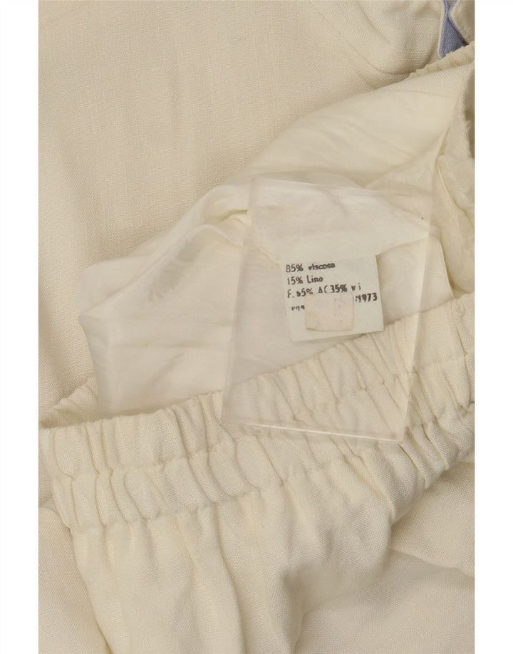 VINTAGE Veste Bomber Femme UK 12 Medium Off White Colourblock Viscose