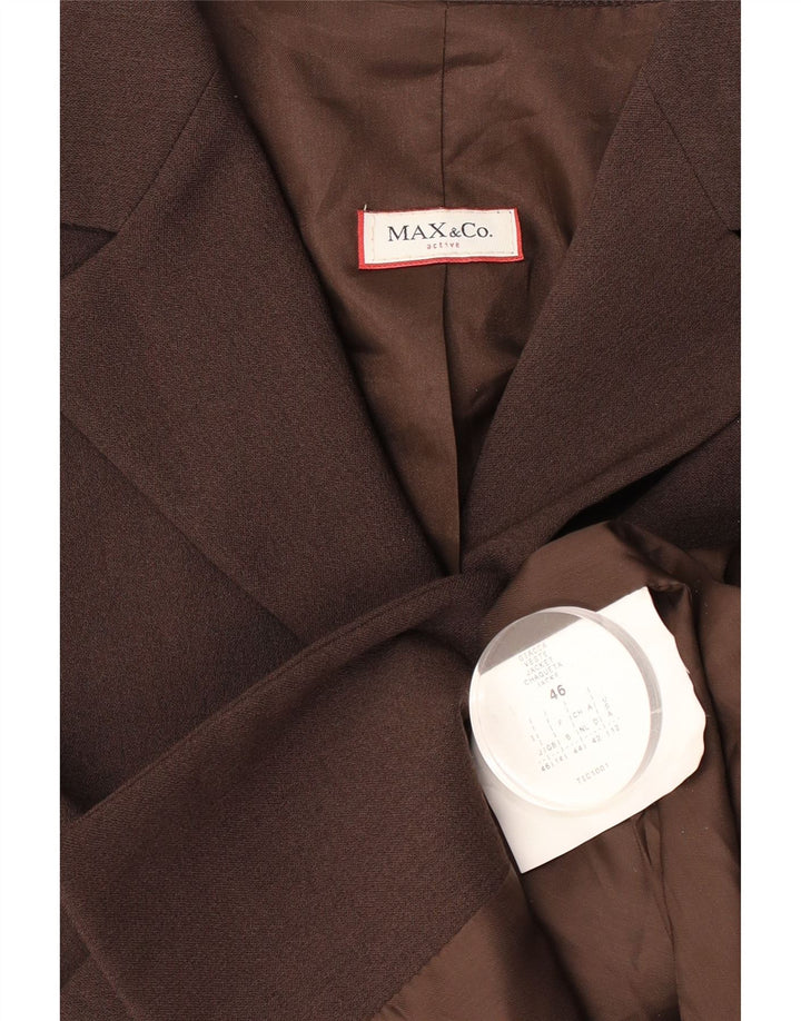 Max & Co. Veste blazer à 3 boutons pour femme UK 14 Marron moyen Polyester