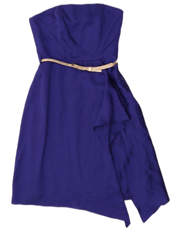 Coast Robe asymétrique sans bretelles pour femme UK 6 XS Bleu Polyester