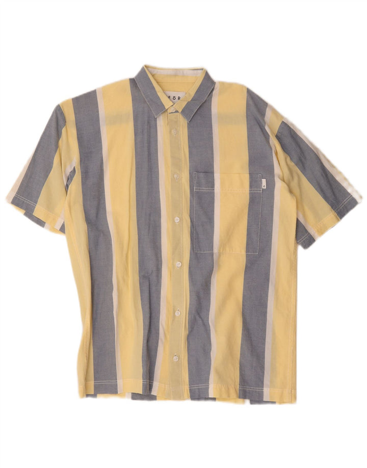 vintage Chemise à manches courtes pour hommes Petit rayé jaune