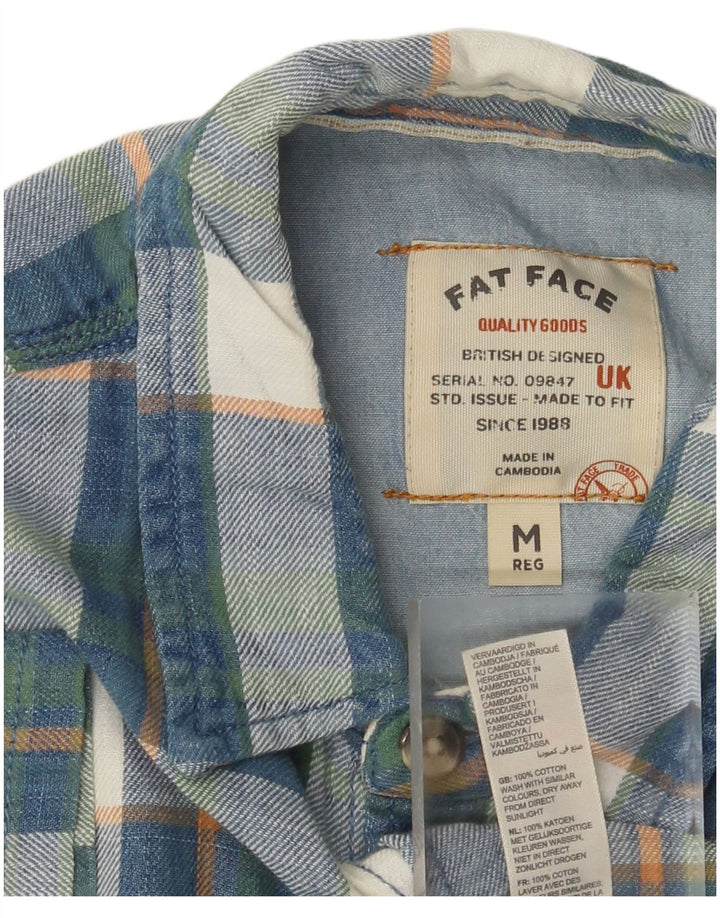 Chemise en flanelle à manches courtes pour homme Fat Face en coton à carreaux bleu moyen