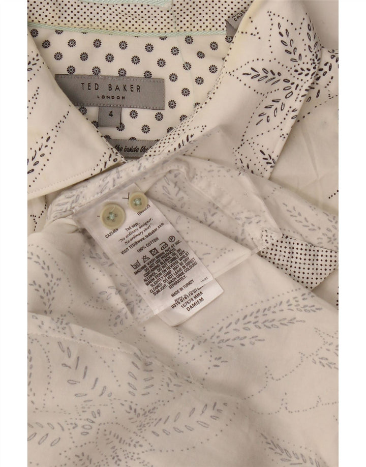 TED BAKER Chemise à manches courtes pour hommes Taille 4 Grand coton floral blanc