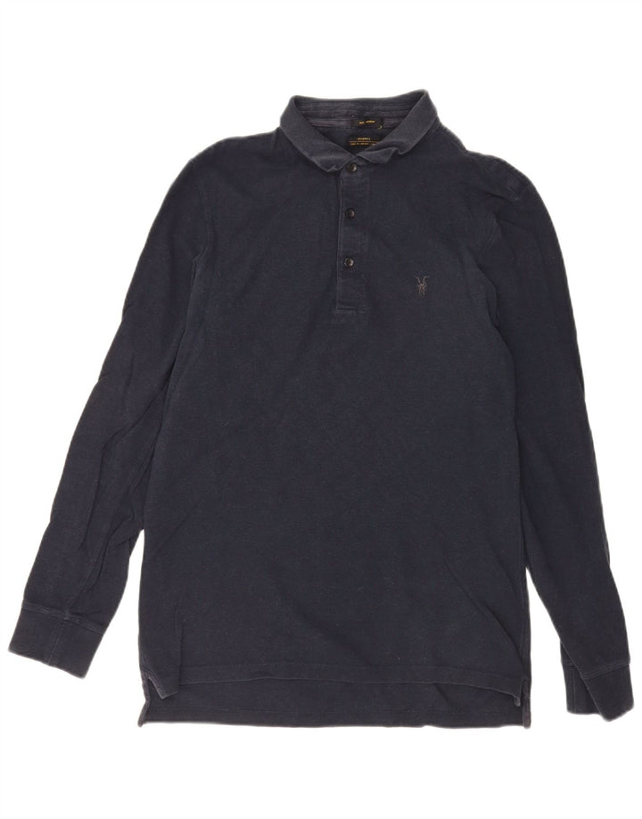 All Saints Polo à Manches Longues Homme Bleu Marine Moyen Coton