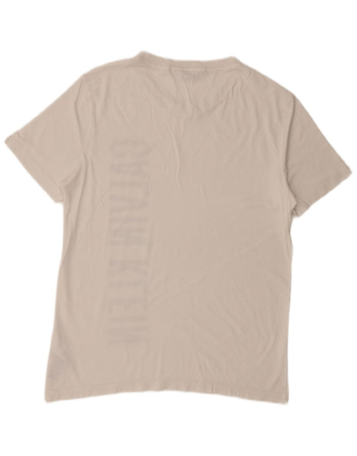 Calvin Klein T-Shirt Graphique Homme Blanc Moyen Coton