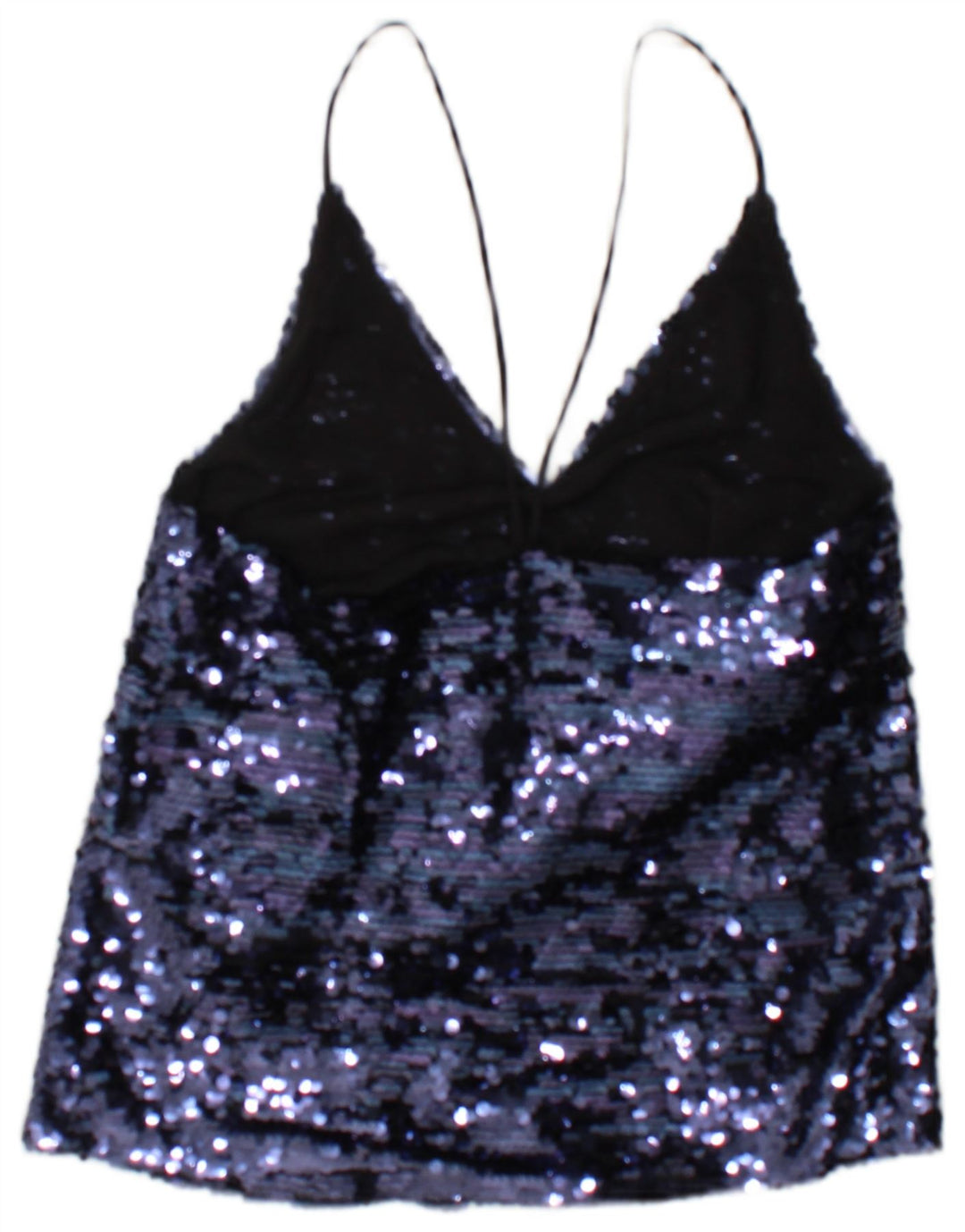 Zara Femme Top Caraco À Paillettes UK 10 Petit Bleu Polyester