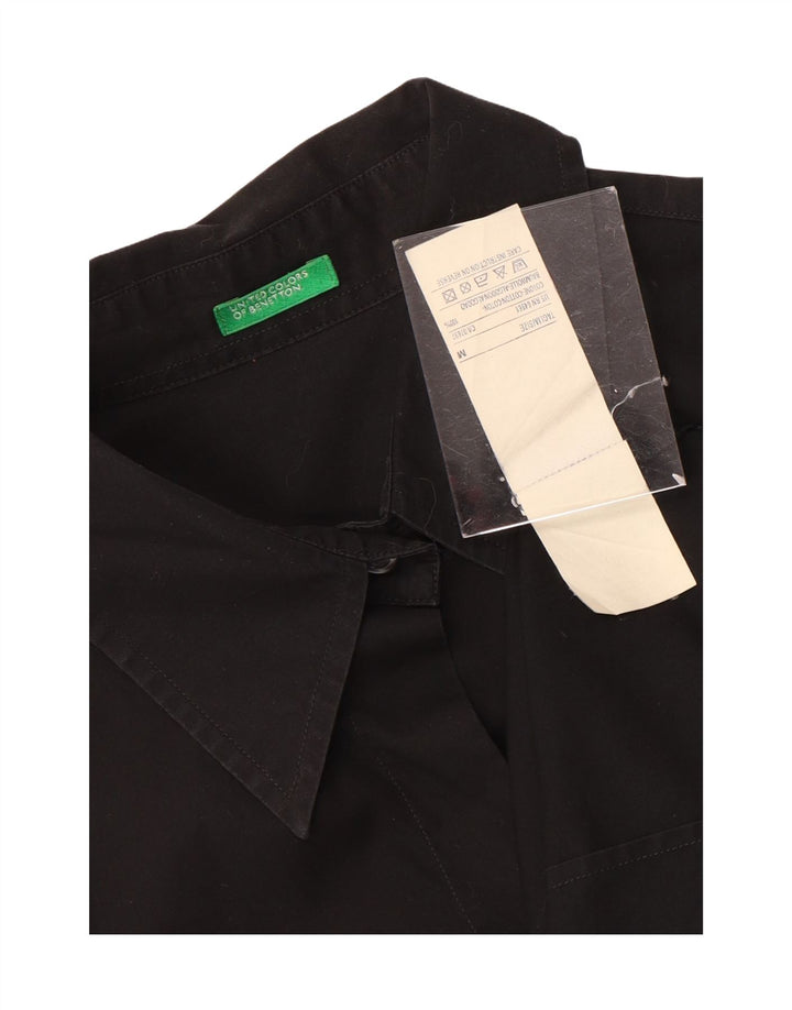 Benetton Chemise Femme UK 14 Coton Noir Moyen