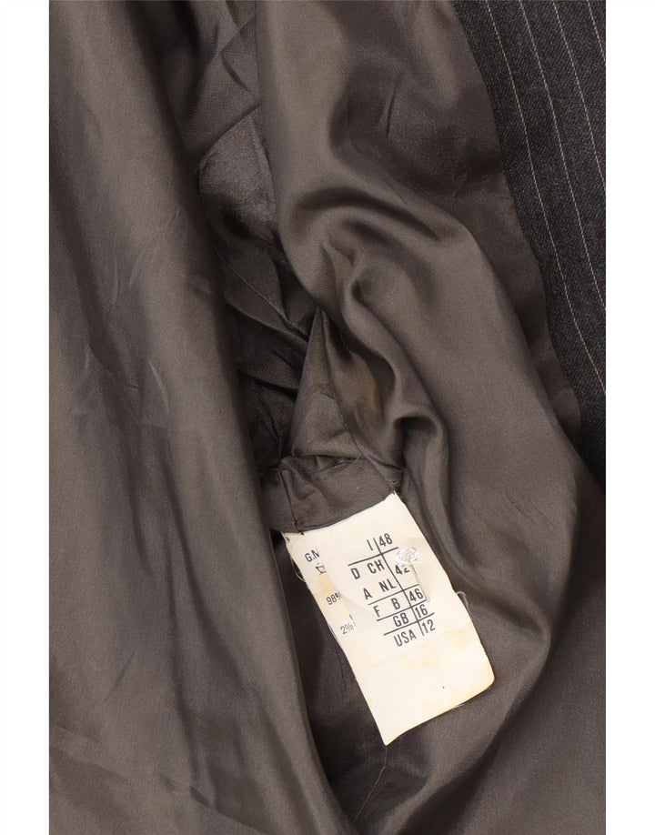 Ferre Womens 001 1 Button Blazer Jacket UK 16 Large Gris Acétate à fines rayures