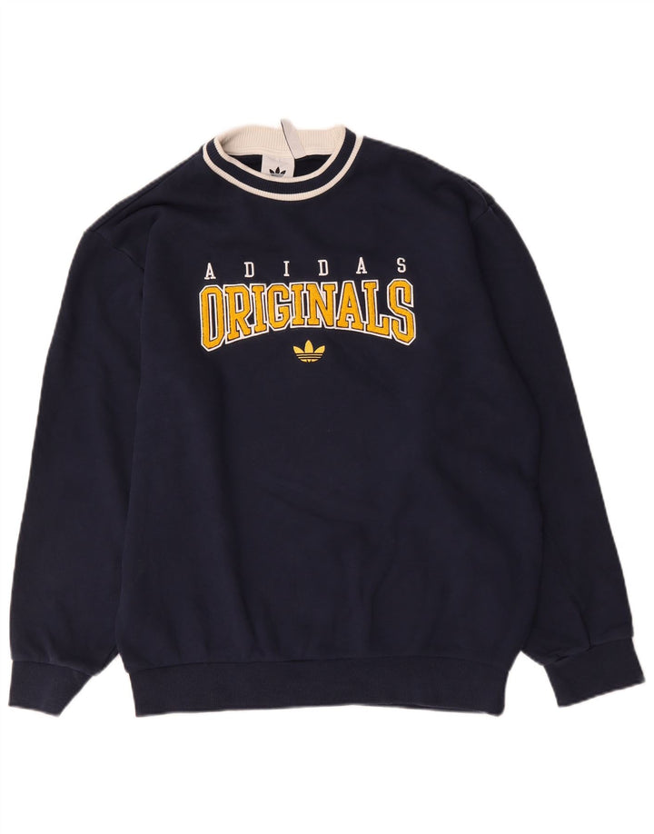 Adidas Sweat-shirt graphique pour homme en coton bleu marine moyen