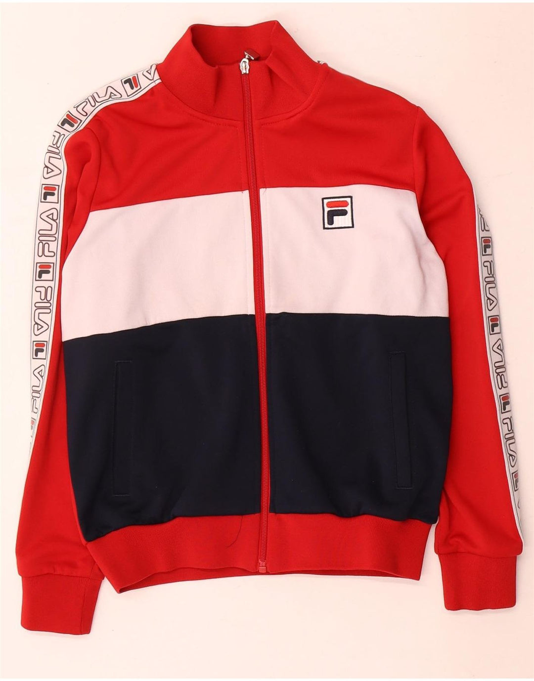 Fila Veste de survêtement graphique pour femme UK 14 Rouge moyen Colourblock