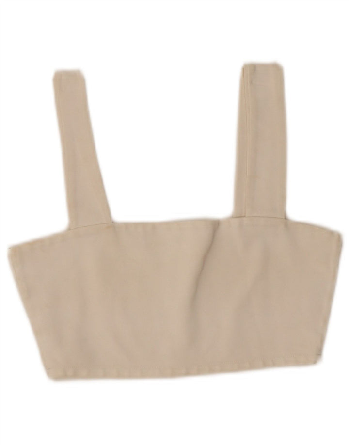 Zara Femme Crop Top UK 8 Petit Viscose Blanc