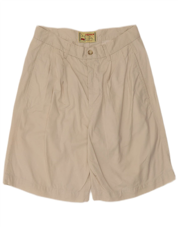 vintage Mens Pegged Chino Shorts IT 48 Moyen W30 Coton Beige