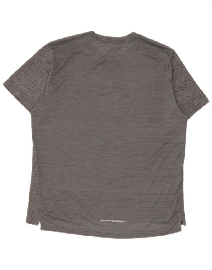 Nike T-shirt Dri Fit pour homme en polyester à fines rayures gris