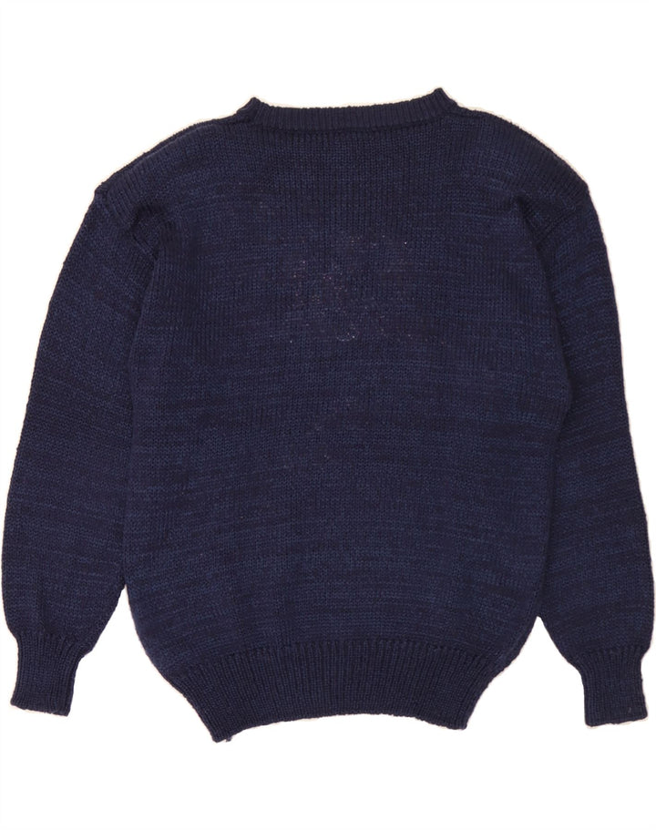 VINTAGE Womens Boat Neck Jumper Sweater EU 38 Medium Navy Blue Vintage Vintage and Second-Hand Vintage from Messina Hembry 
