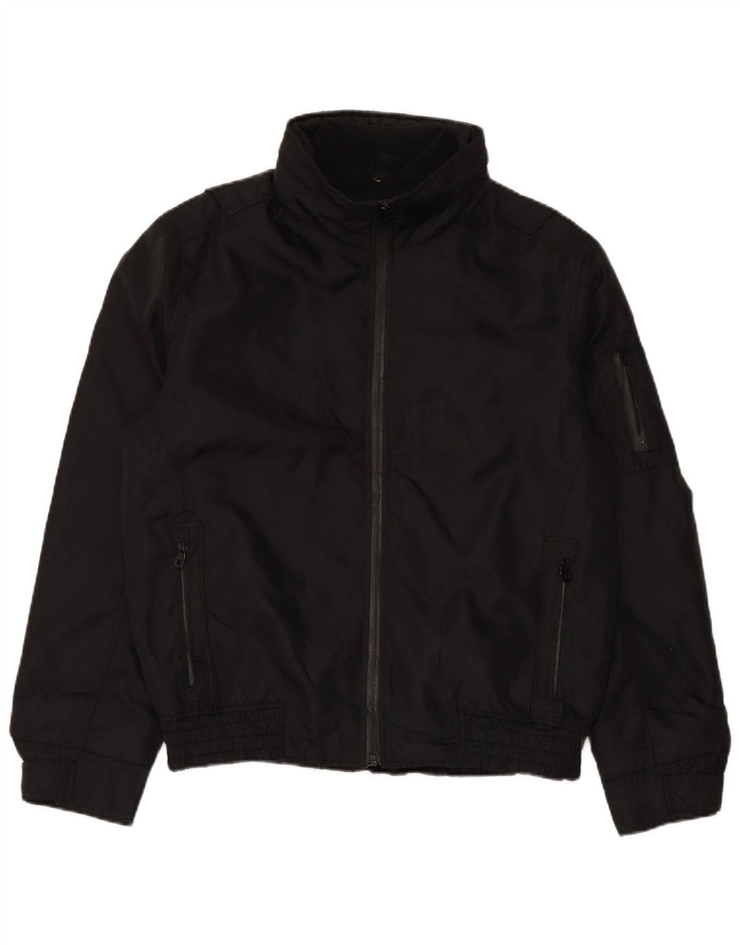 ZARA Veste bomber à capuche pour homme UK 40 Large Noir Nylon