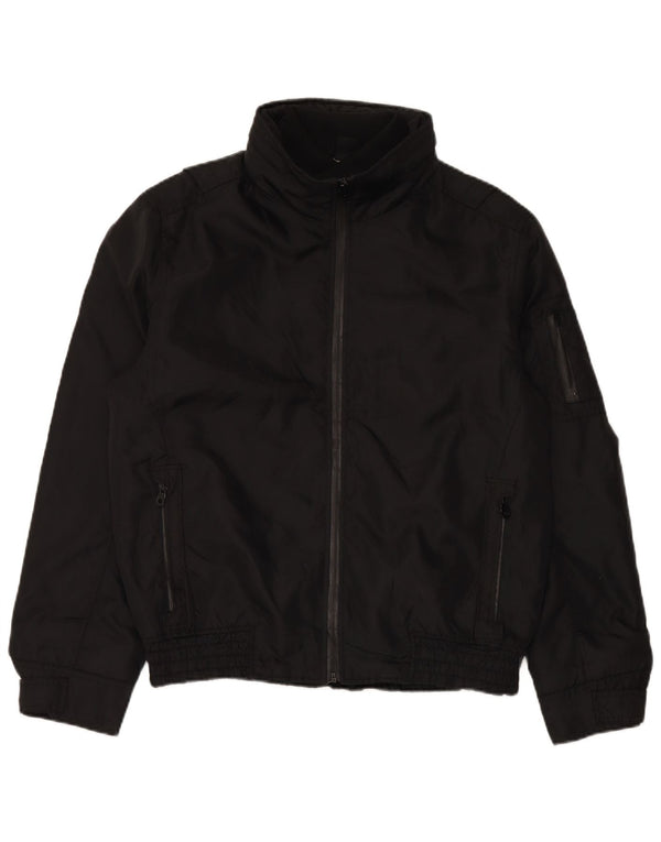 ZARA Veste bomber à capuche pour homme UK 40 Large Noir Nylon