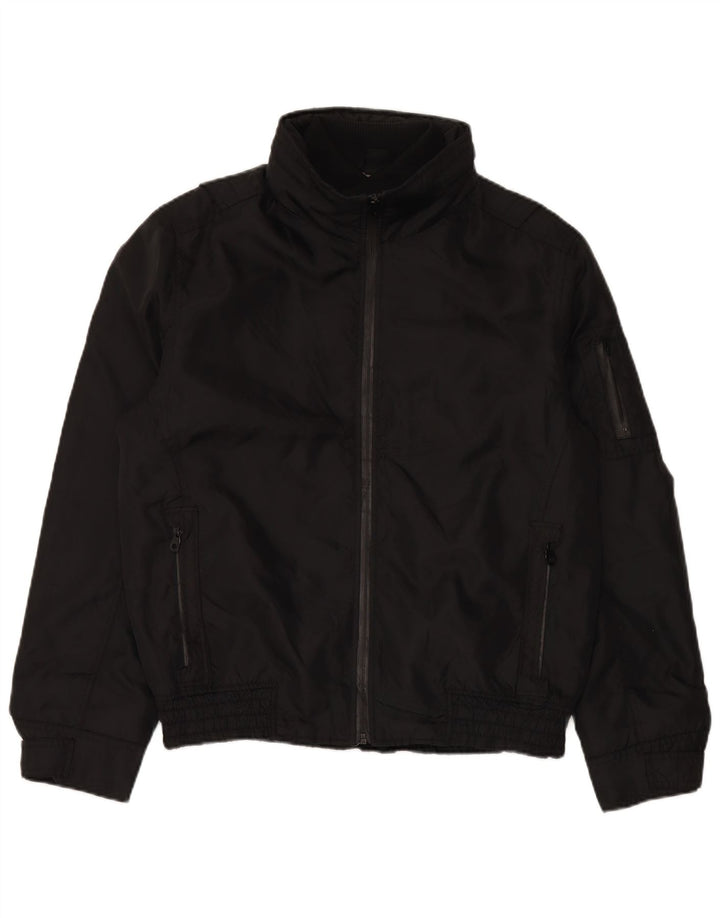 ZARA Veste bomber à capuche pour homme UK 40 Large Noir Nylon