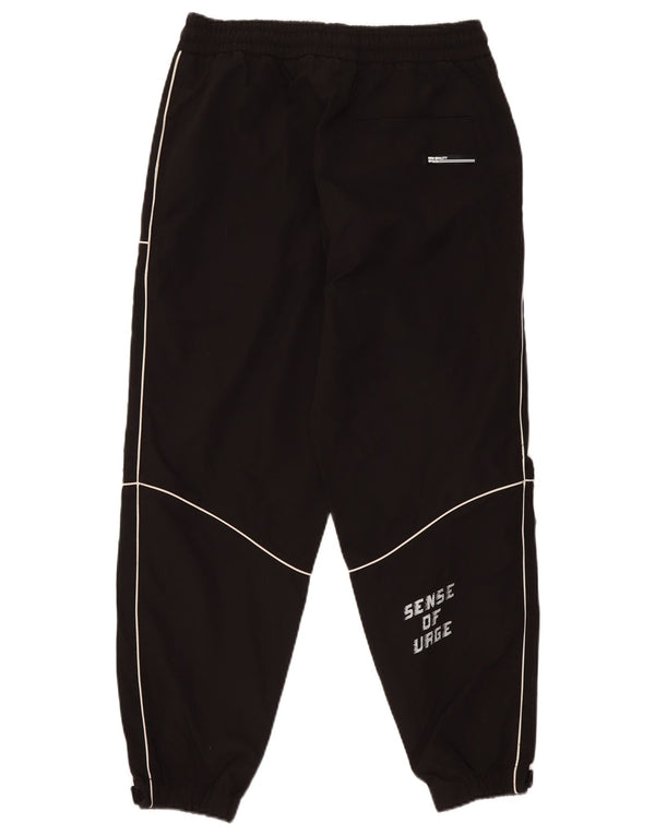 Zara Pantalon de survêtement graphique pour femme Joggers UK 14 Large Noir Polyester
