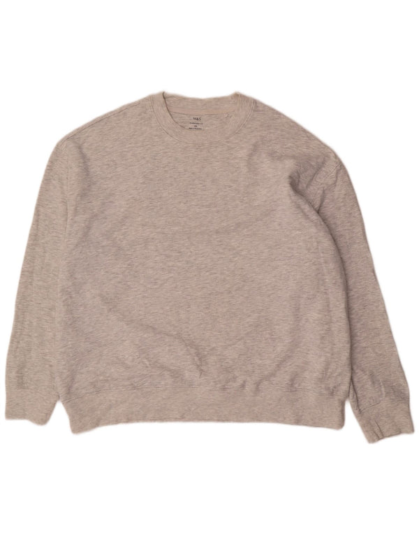 Marks & Spencer Sweat-shirt surdimensionné pour homme en coton moucheté gris 2XL