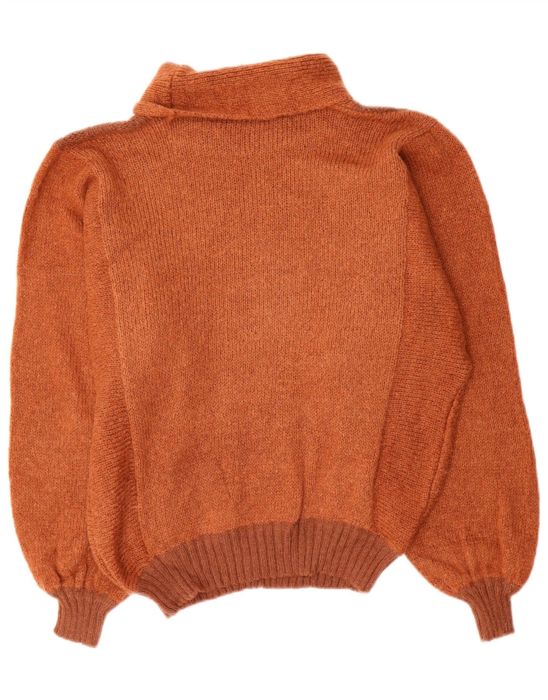 vintage Femme Roll Neck Jumper Pull IT 46 Grand Colorblock Brun
