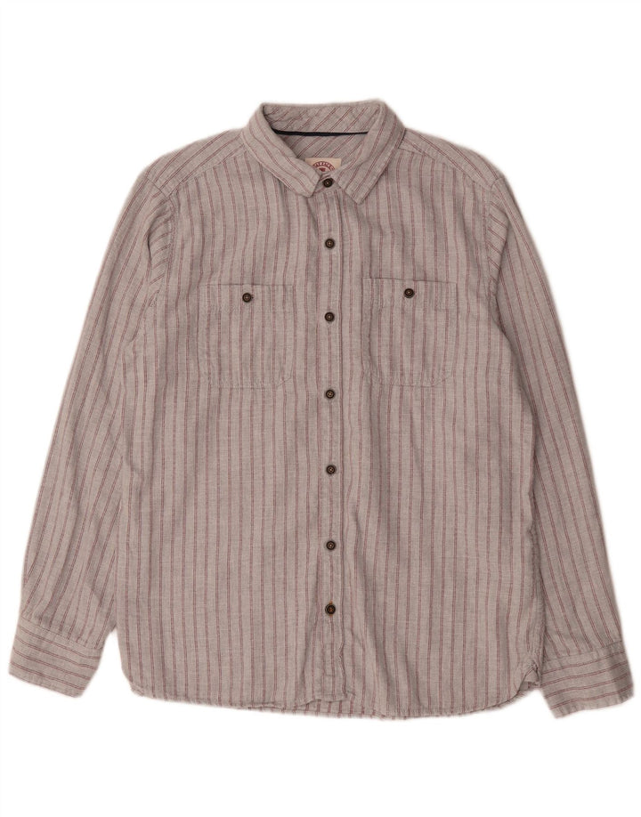 Fat Face Chemise Flanelle Homme Large Gris Rayé Coton