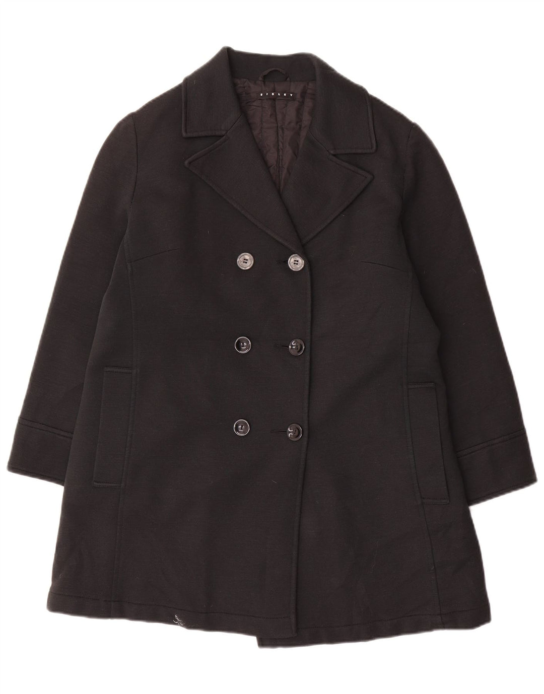 Sisley Manteau croisé pour femme UK 14 Medium Noir