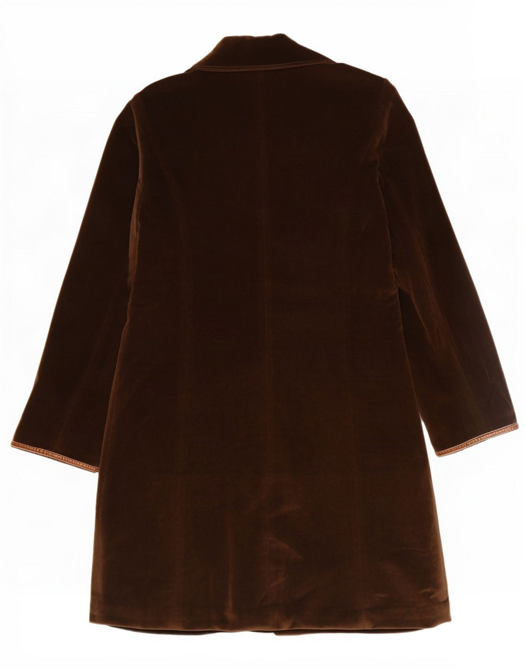 vintage Womens Velvet Overcoat UK 12 Polyester Brun Moyen