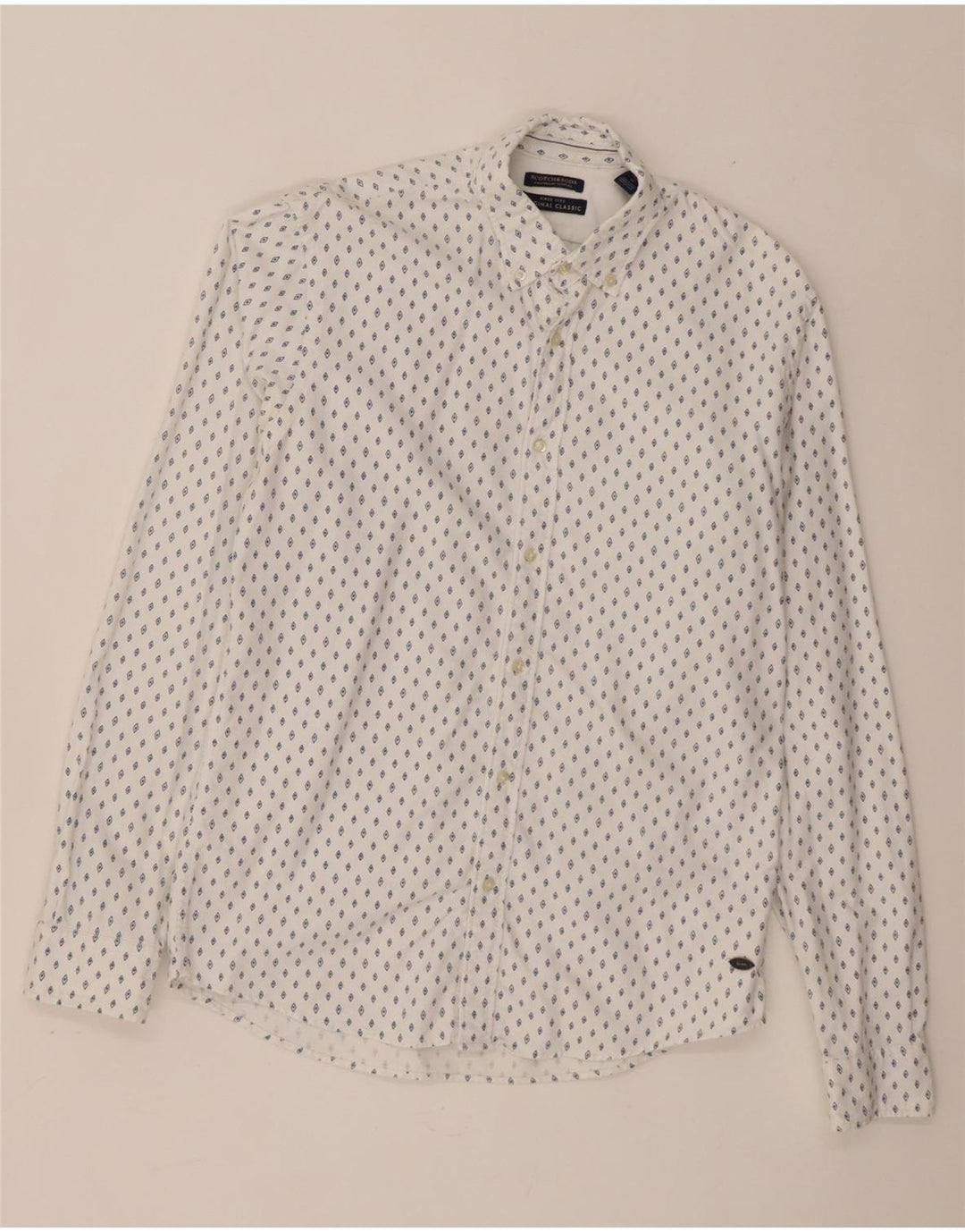 Scotch & Soda Chemise Coupe Classique Homme Blanc Coton à Pois Moyen