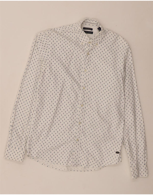 Scotch & Soda Chemise Coupe Classique Homme Blanc Coton à Pois Moyen
