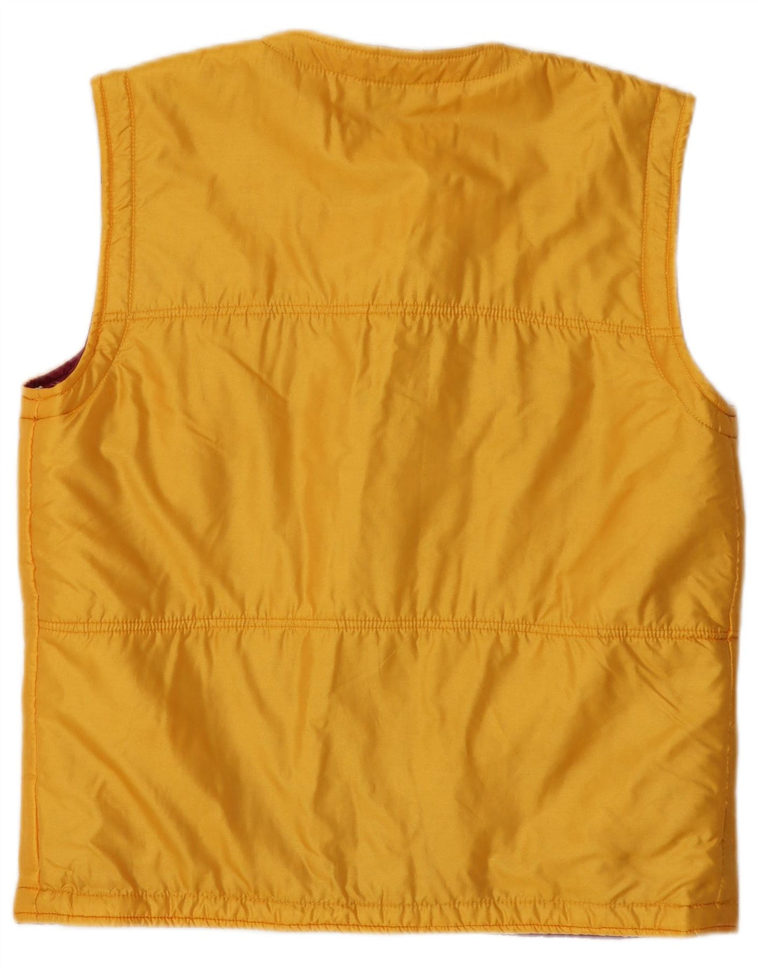 vintage Femme Gilet IT 46 Grand Jaune Floral Polyamide