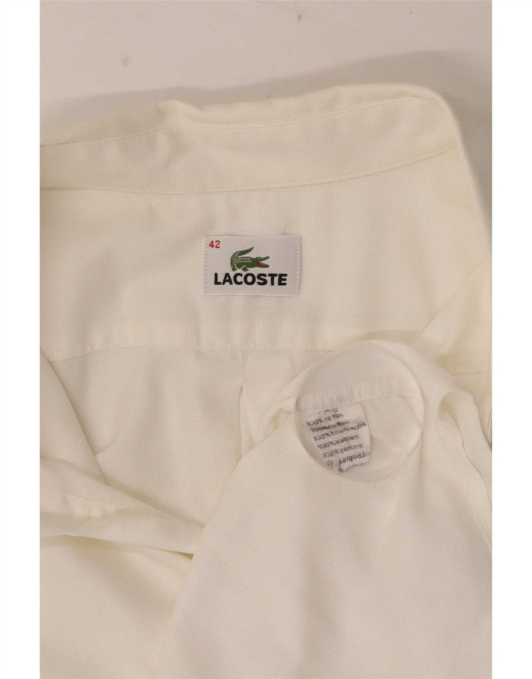 Lacoste Chemise à manches courtes pour homme Taille 42 Grand coton blanc