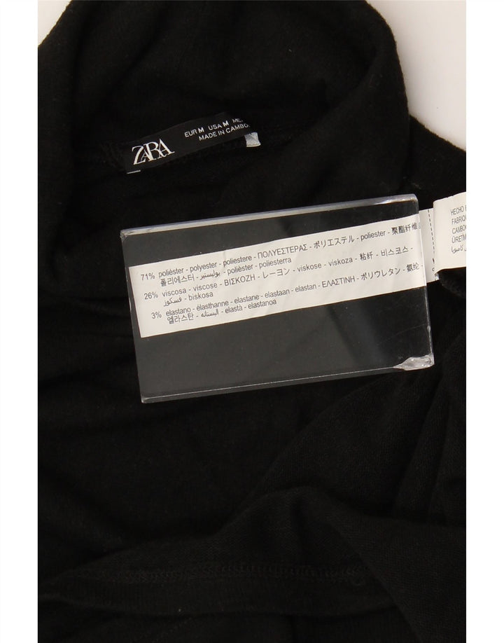 Zara Femme Robe Pull Col Roulé UK 12 Moyen Noir Polyester