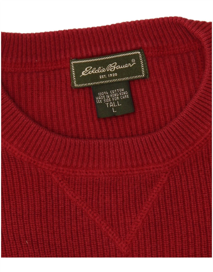 EDDIE BAUER Pull à col rond pour homme en coton rouge