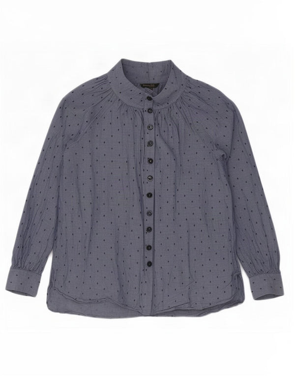 Massimo Dutti Chemise Chemisier Femme EU 40 Coton Géométrique Bleu Moyen