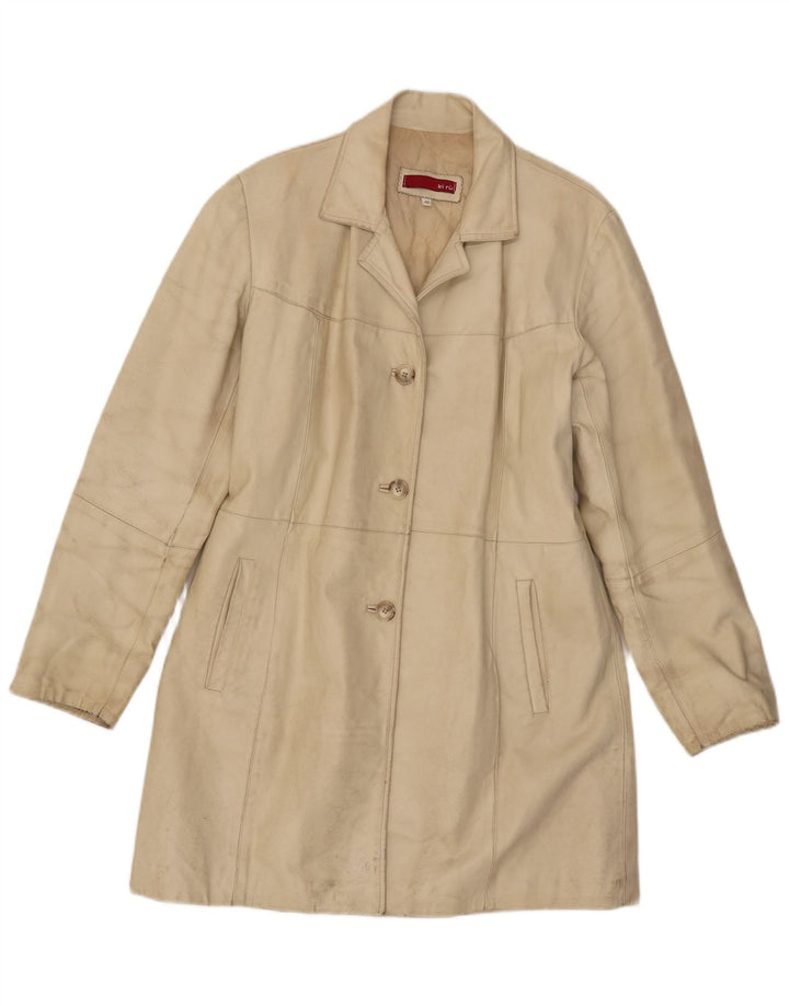 manteau en cuir femme vintage IT 46 Grand Beige