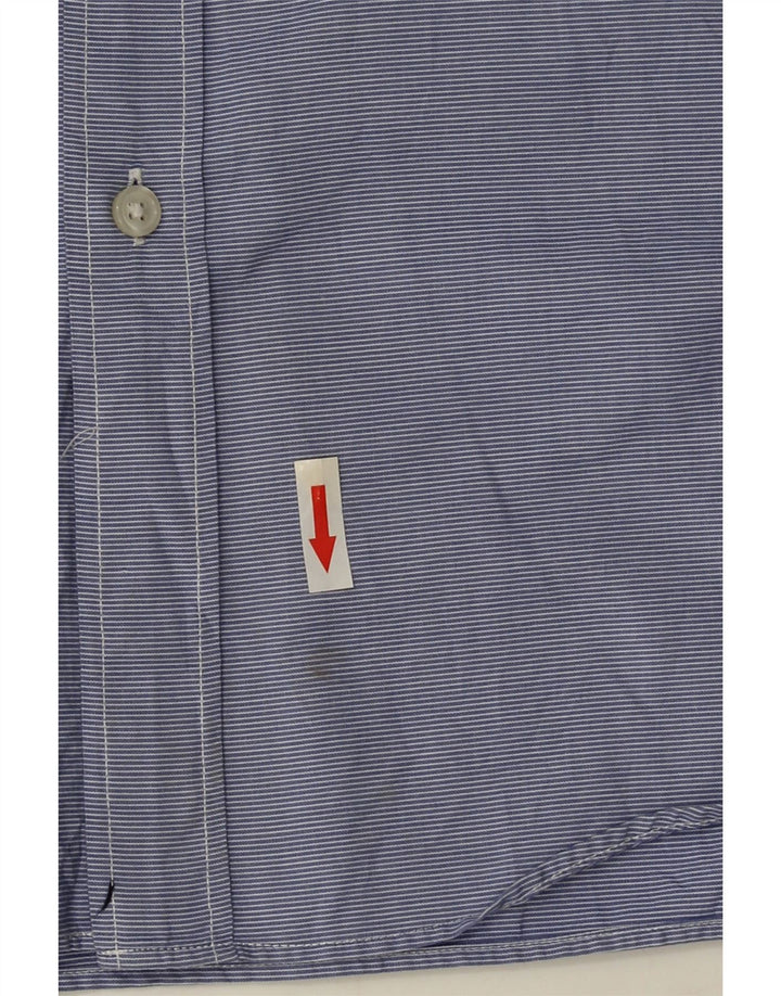 J. CREW Chemise cintrée pour homme en coton à fines rayures bleues