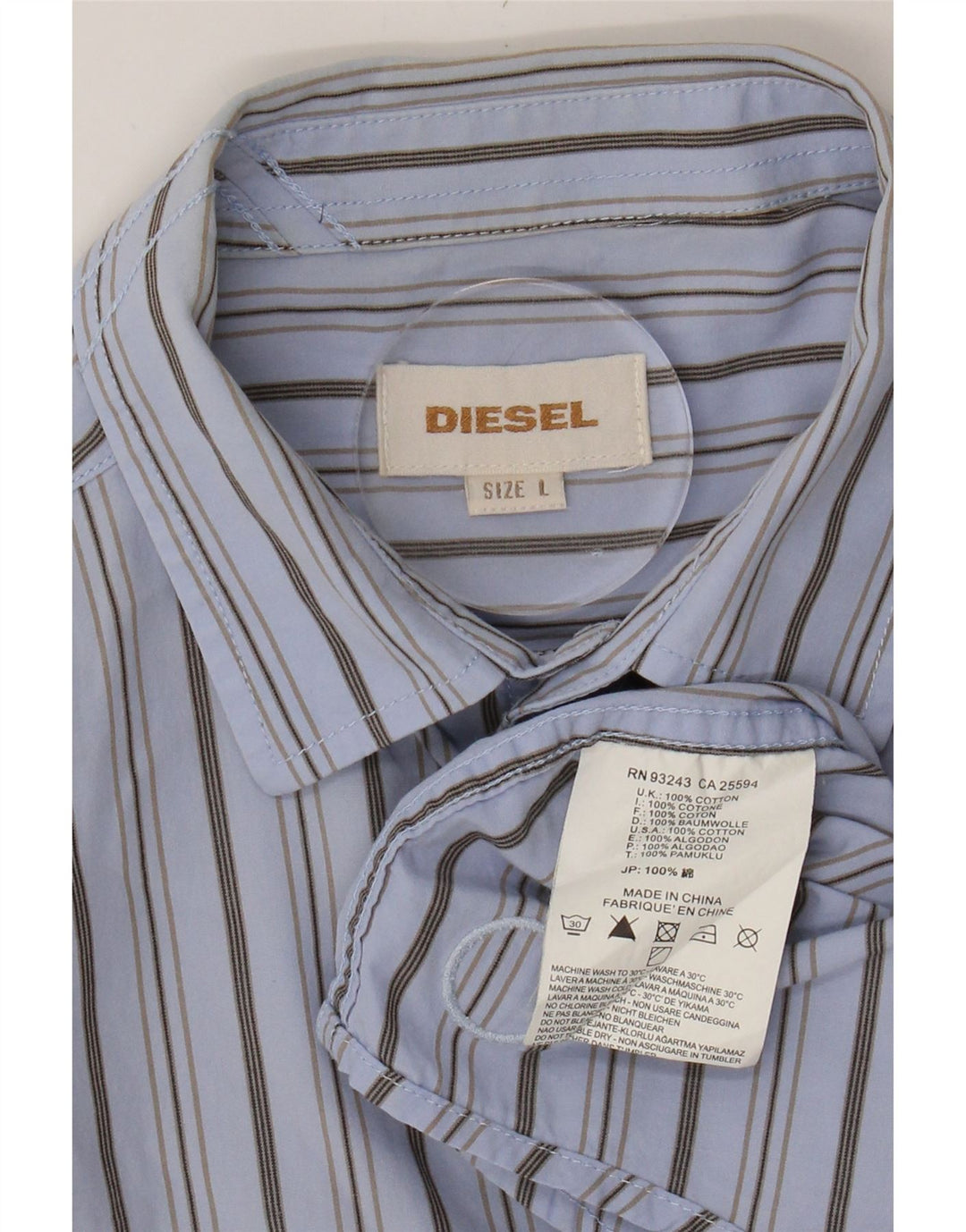 DIESEL Chemise Homme Large Bleu Rayé Coton
