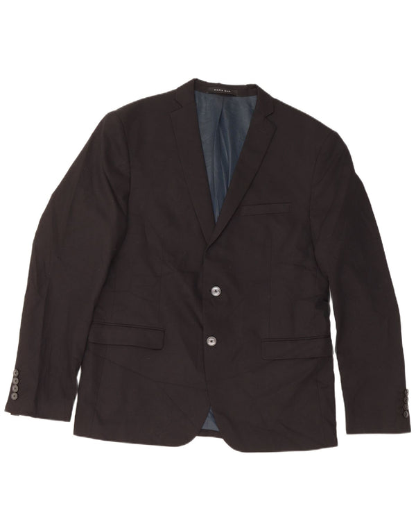 ZARA Veste blazer à 2 boutons pour homme EU 54 XL Noir Viscose