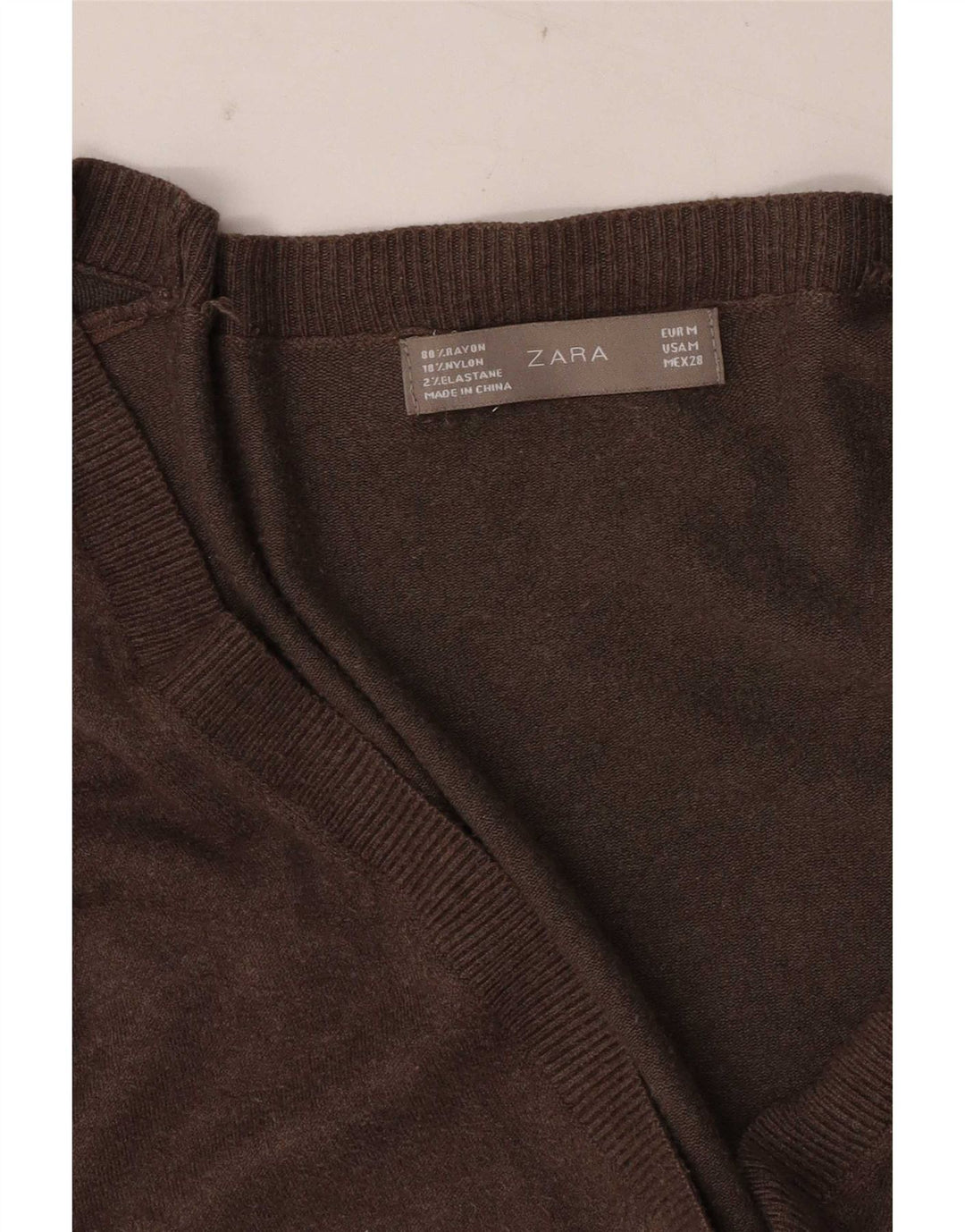 Zara Cardigan Femme Pull UK 12 Rayonne Marron Moyen