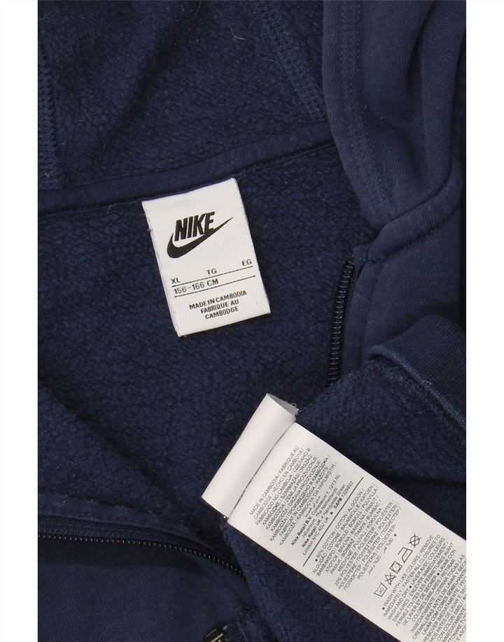 NIKE Pull à capuche zippé fille 15-16 ans XL Bleu marine Coton
